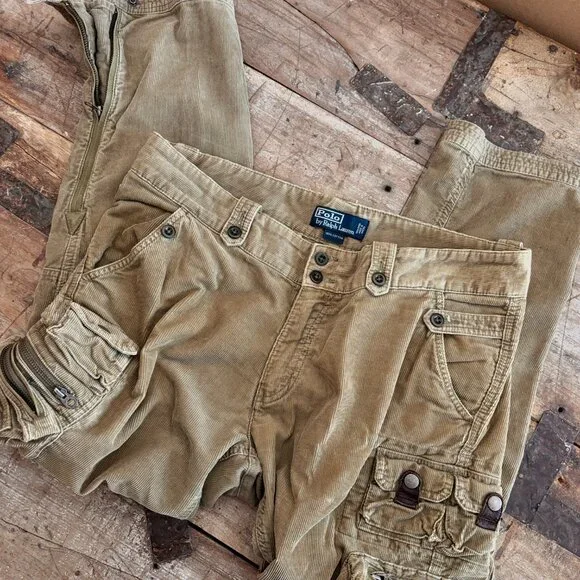 Mint Condition Polo Ralph Lauren Corduroy Utility Military Field Pants 35 / 30